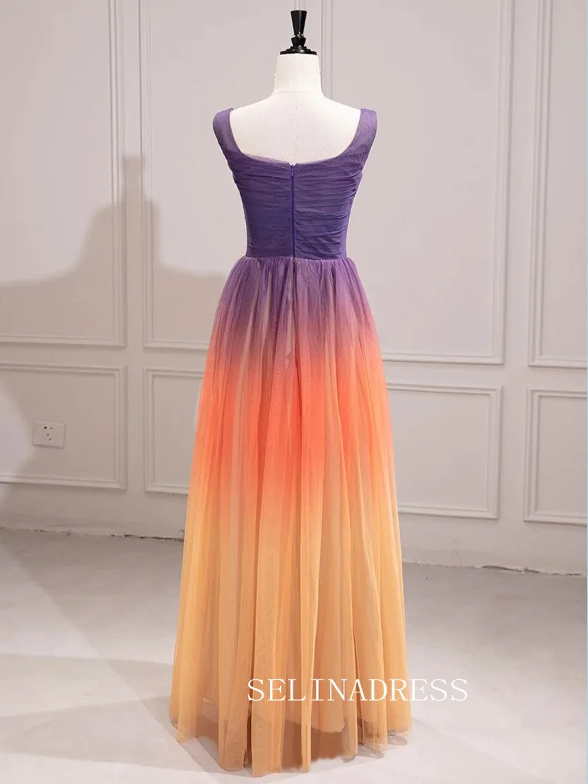 Multi-Colors Split Prom Dresses Princess  Square Neckline Ball Gown Formal Dresses TKL2102