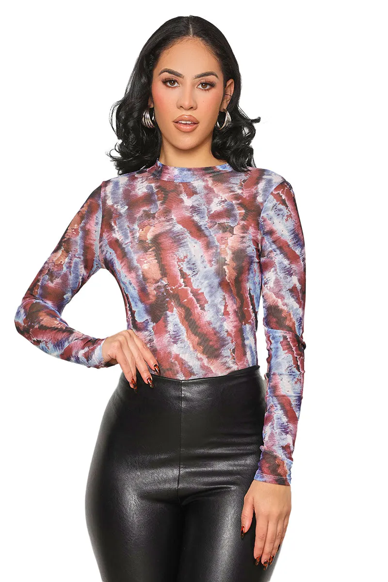 New Friends Mesh Bodysuit (Blue Multi)- FINAL SALE