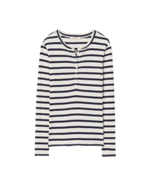 Nili Lotan Jordan Henley Striped Tee