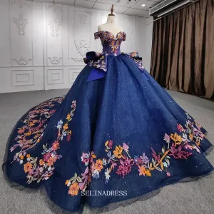 Off Shoulder Royal Blue Ball Gown Sequins Princess Dress Beautiful Pageant Dress DY9945