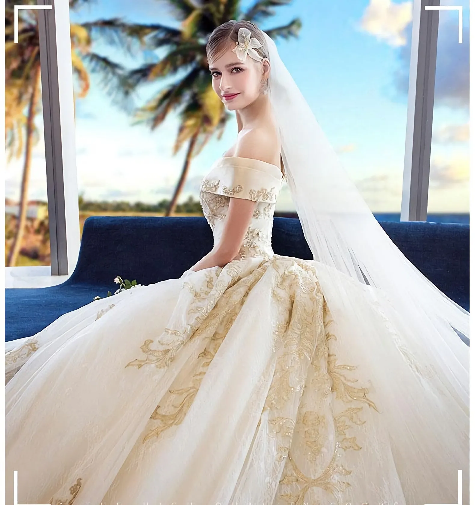 Off The Shoulder Ball Gown Sweetheart Wedding Dress Long Appliques Bridal Dress