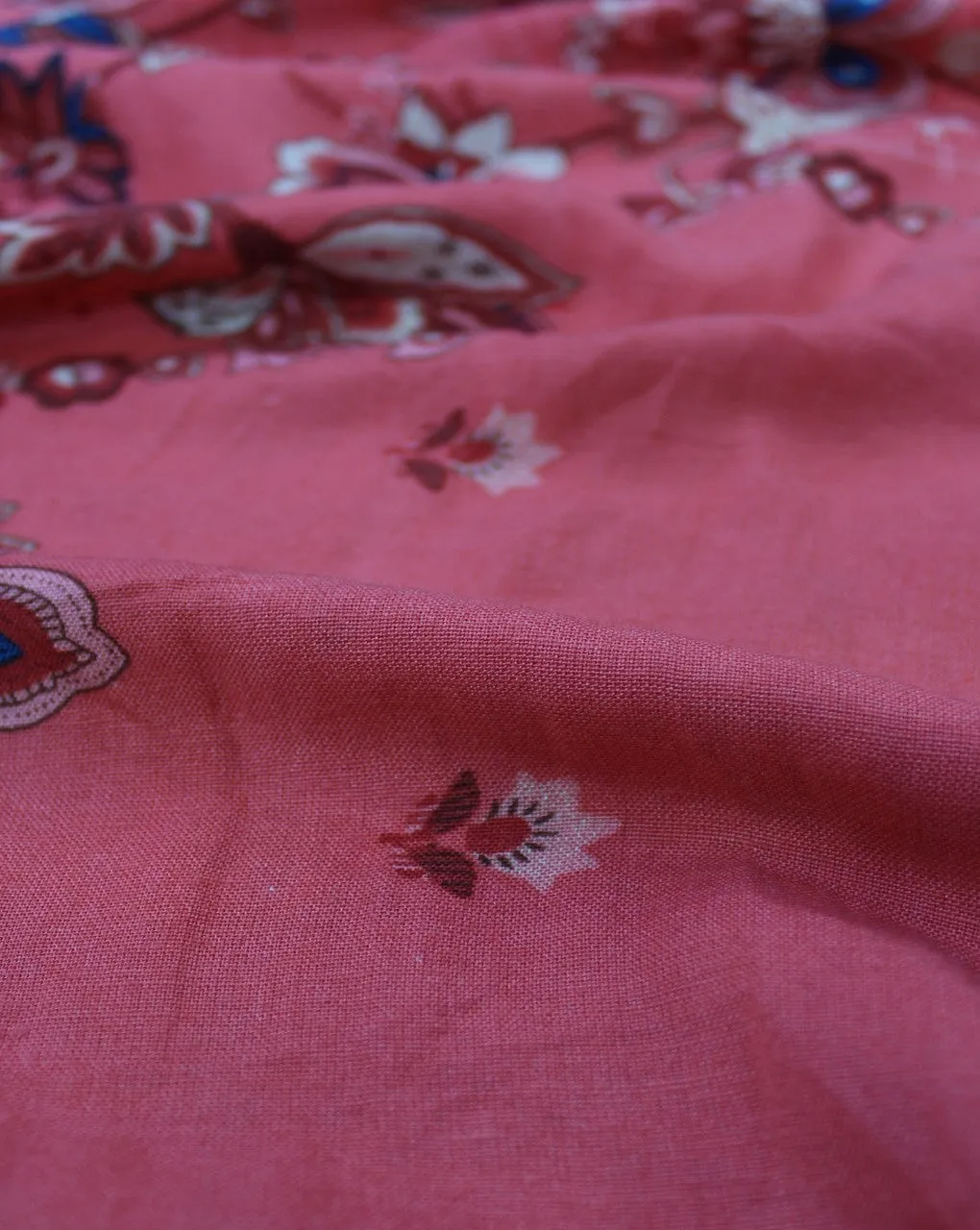 Orange And Multicolor Floral Print Rayon Fabric