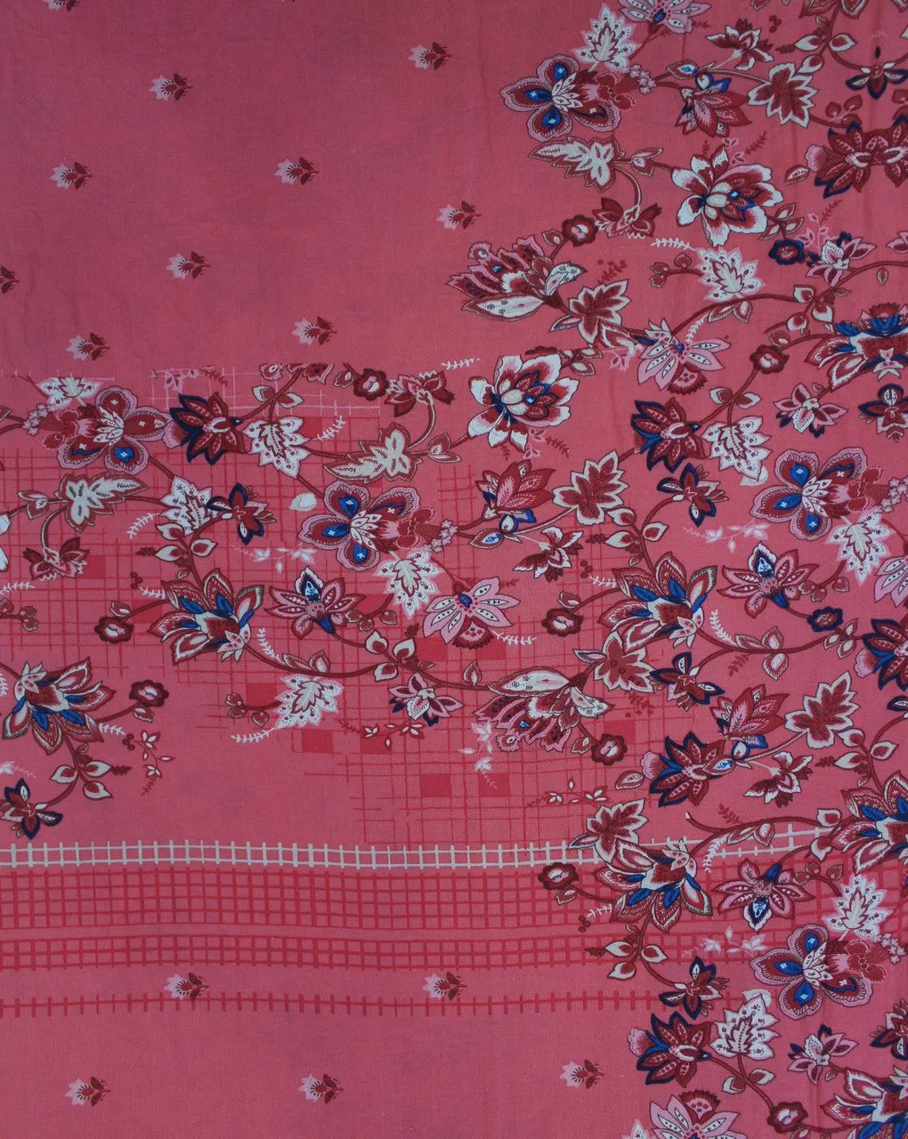 Orange And Multicolor Floral Print Rayon Fabric