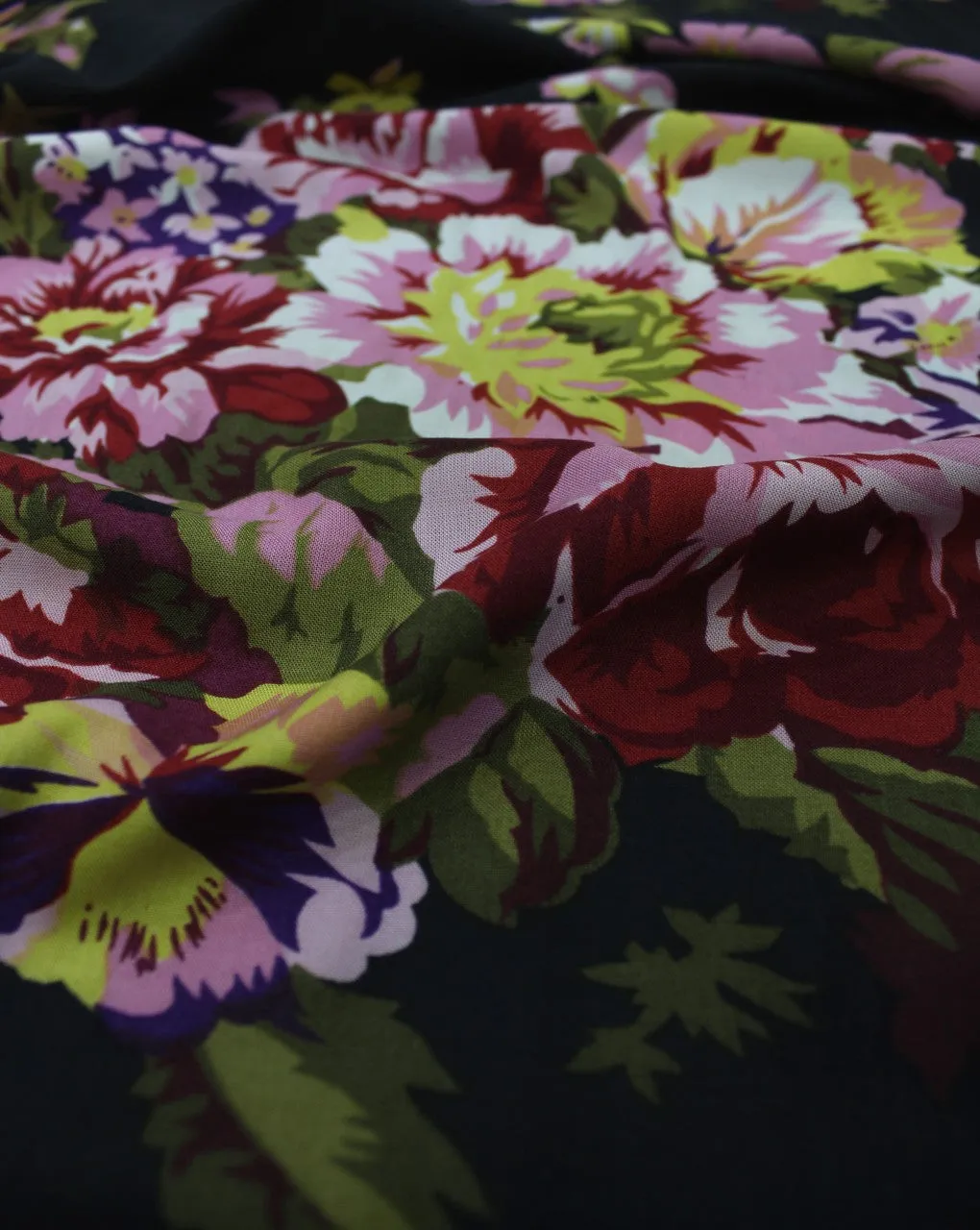 Pink And Multicolor Floral Print Rayon Fabric