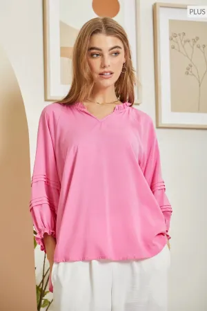 Pink Cosmos Ruffle Blouse