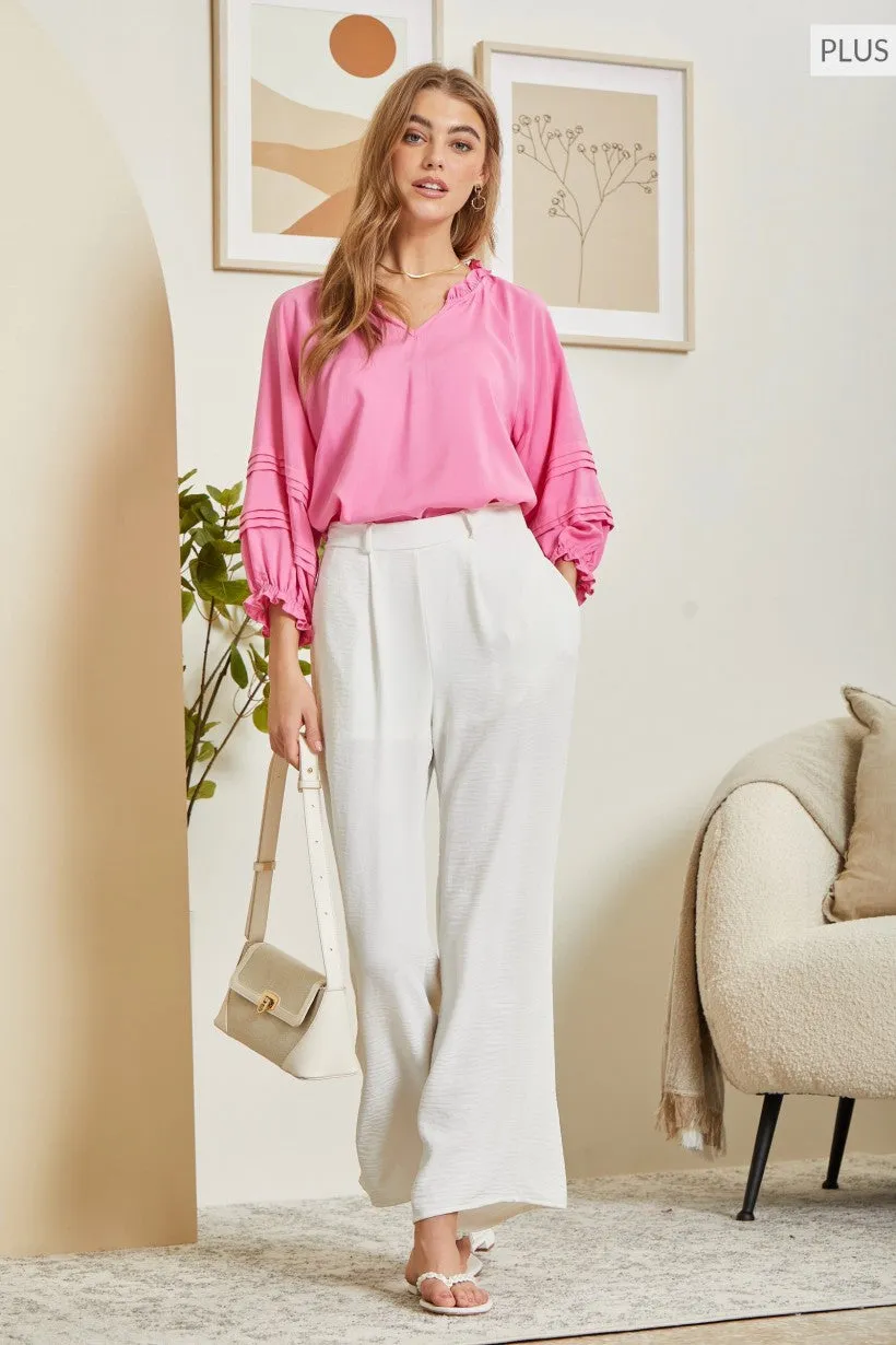 Pink Cosmos Ruffle Blouse