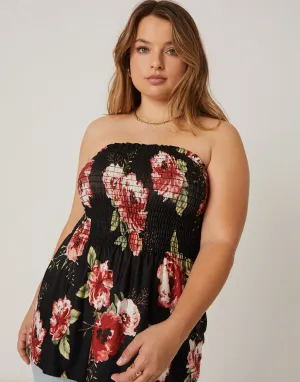 Plus Size Floral Knit Babydoll Top