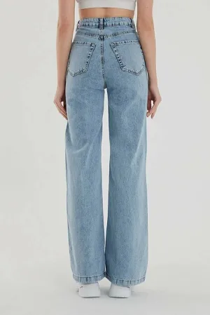Ramrod Julia Snow Wash Blue Lycra Jeans Palazzo Trousers