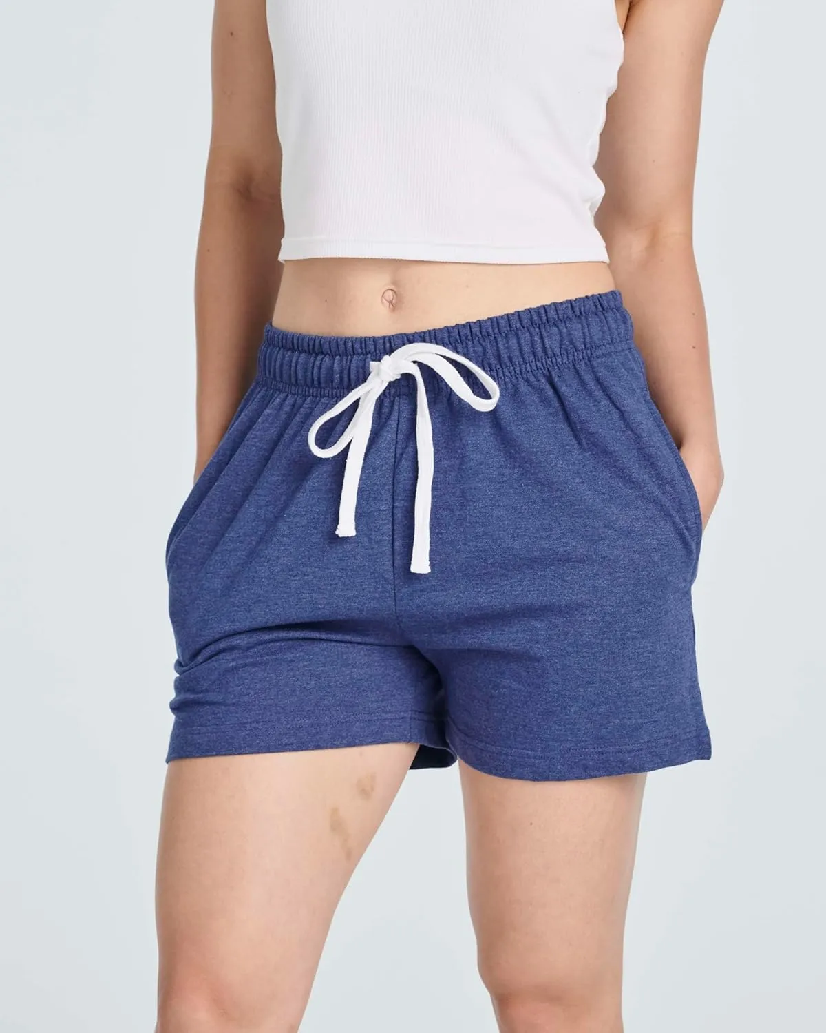 Real Essentials 3 Pack: Womens Cotton French Terry Shorts Pockets - Casual Athletic Lounge (Available in Plus)