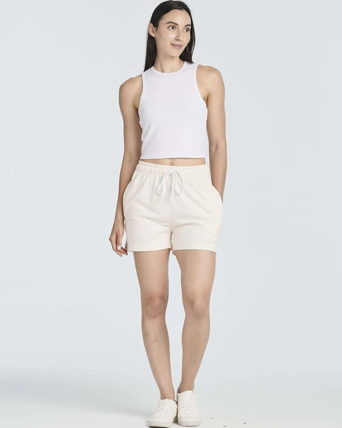 Real Essentials 3 Pack: Womens Cotton French Terry Shorts Pockets - Casual Athletic Lounge (Available in Plus)