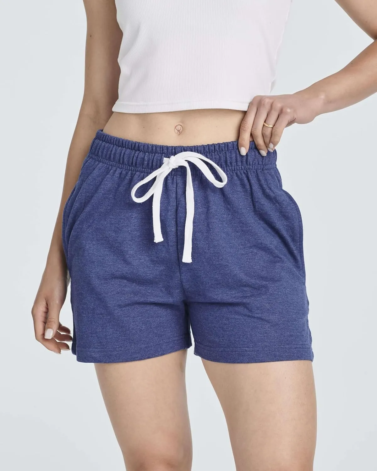 Real Essentials 3 Pack: Womens Cotton French Terry Shorts Pockets - Casual Athletic Lounge (Available in Plus)
