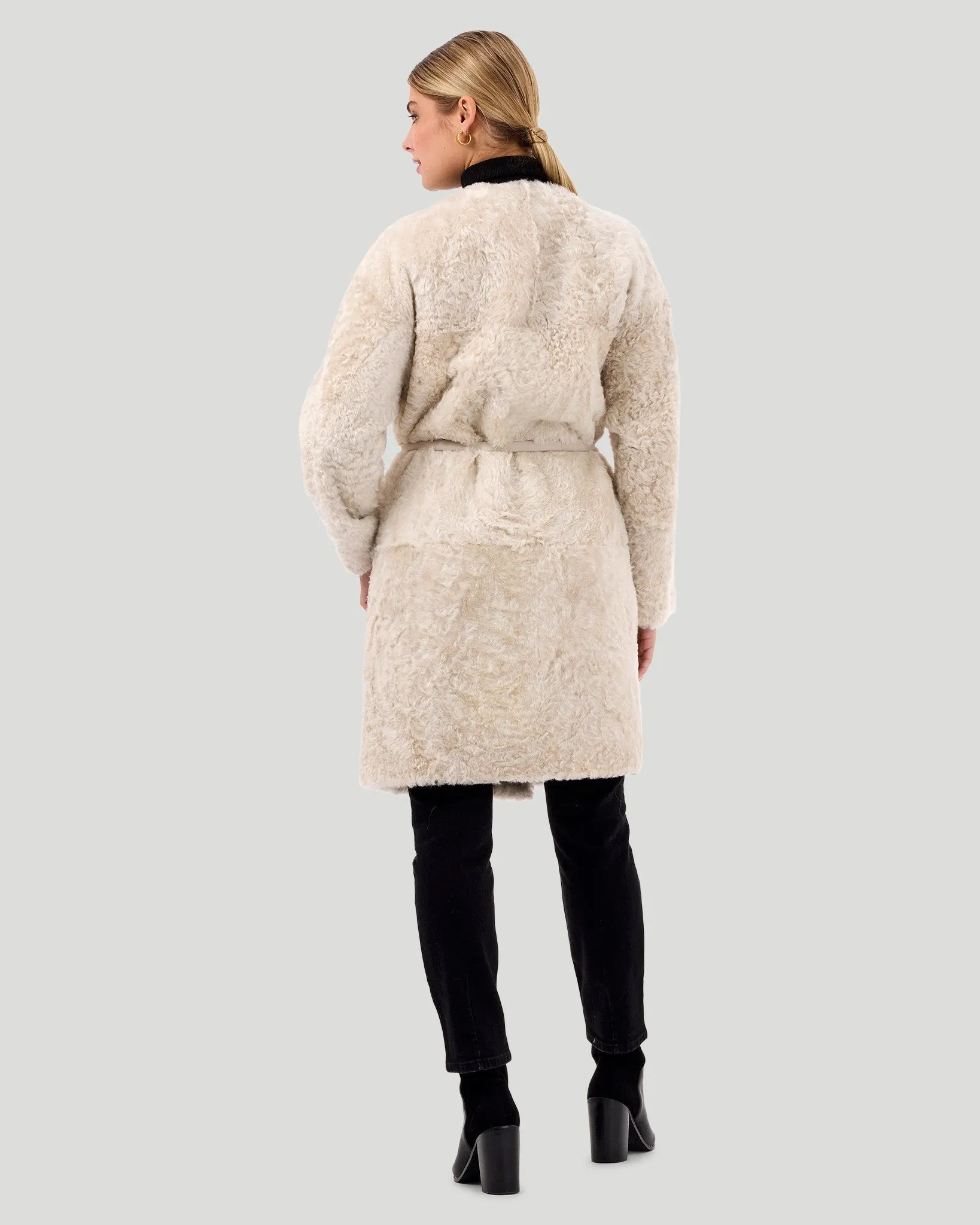 Reversible Collarless Select Shearling Lamb Short Coat