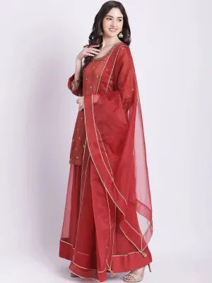 Rustic Brown Organza Palazzo Set With Dupatta