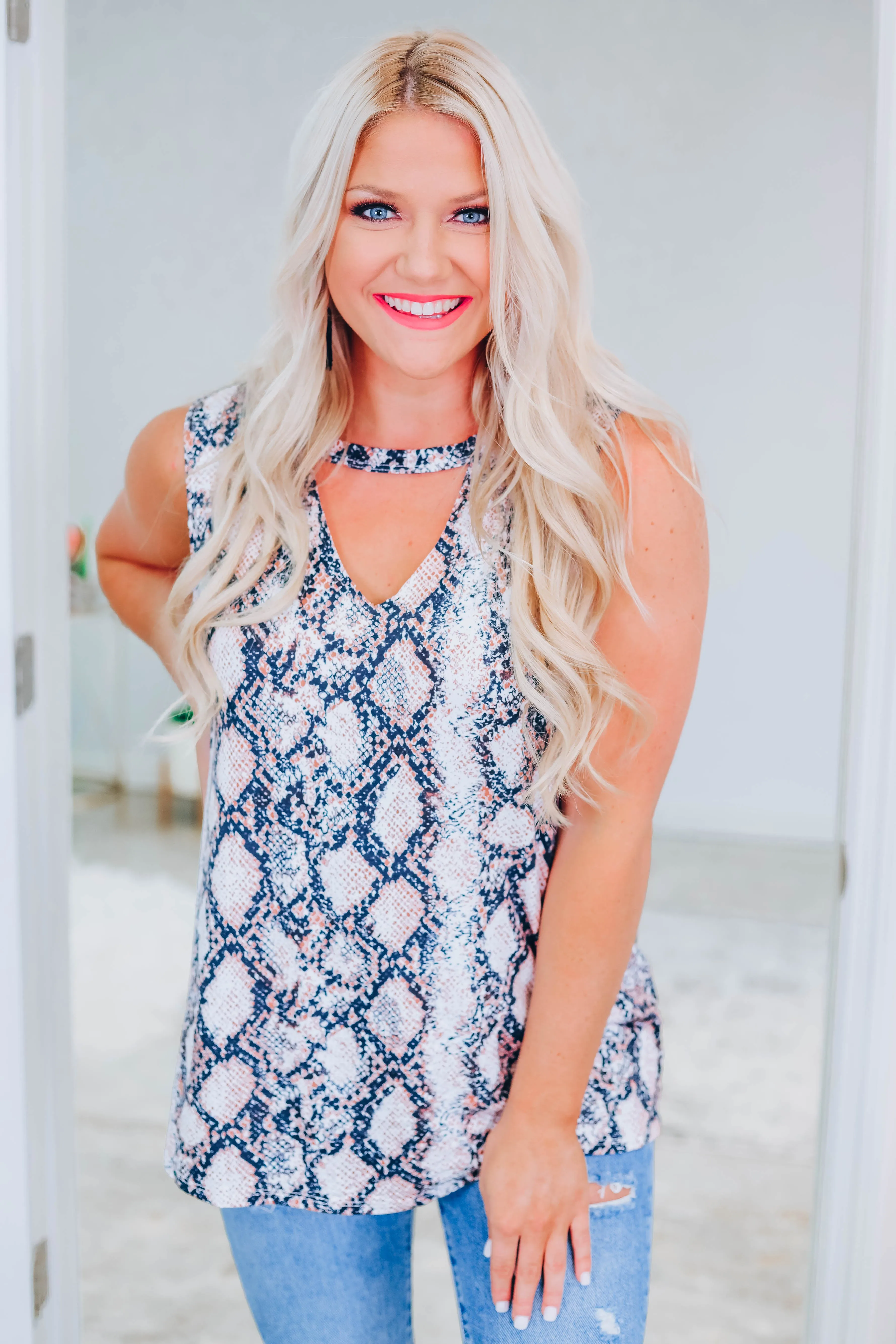 Sassy in Snakeskin Tank - Charcoal