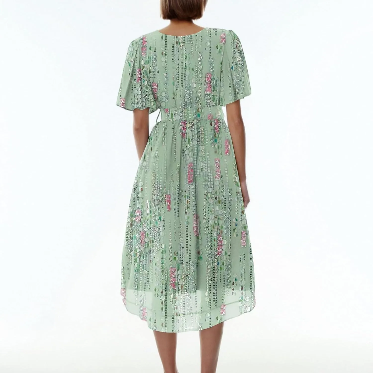 Sundresses for Women,Cocktail Prom Summer Sexy Dress Chiffon Womens Spring Dresses Wrap Flowy Wedding Guest