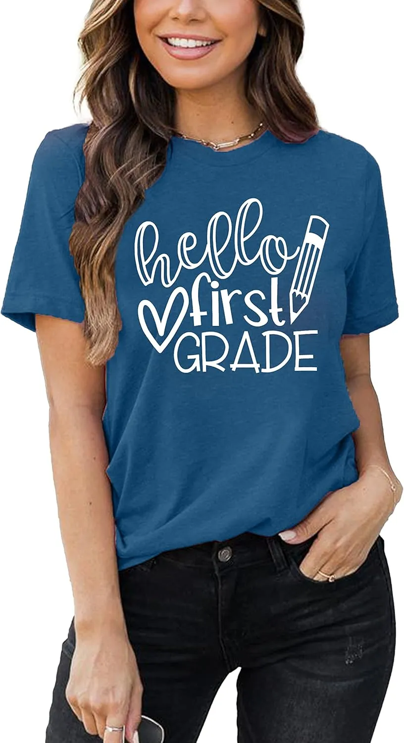 Teacher T Shirt for Women Funny Teaching Heart Graphic Tee Tops Teacher Day Gift Shirt Tops