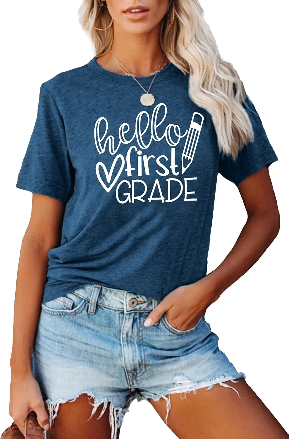 Teacher T Shirt for Women Funny Teaching Heart Graphic Tee Tops Teacher Day Gift Shirt Tops