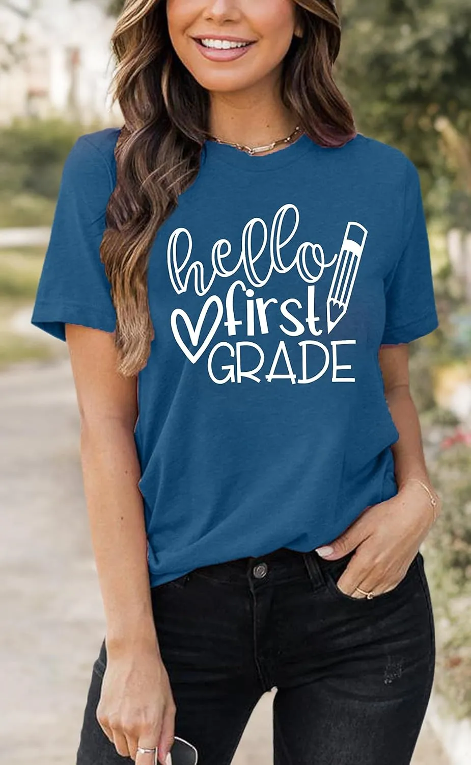 Teacher T Shirt for Women Funny Teaching Heart Graphic Tee Tops Teacher Day Gift Shirt Tops