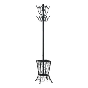 timeless Coat Rack Hall Tree 8 Hooks Entryway 71"H Bedroom Metal Black