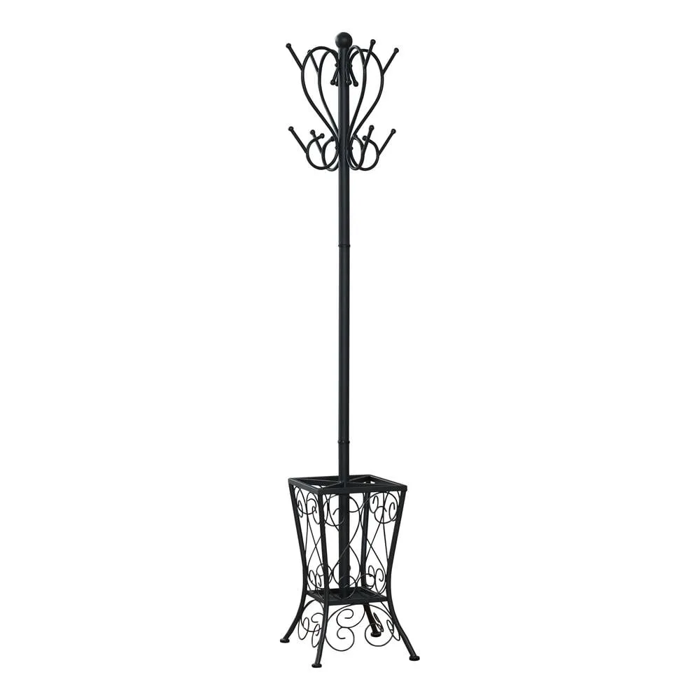 timeless Coat Rack Hall Tree 8 Hooks Entryway 71"H Bedroom Metal Black