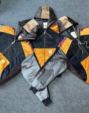Vintage Carhartt Rework Style Corduroy patchwork Hooded Jackets - MOQ 25 pcs