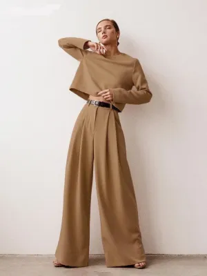 Wenkouban  Classic Wide Pants Floor-Length Pleated Loose Women Trousers Spring Wide Leg Pants Vintage Female Palazzo Pants 2022
