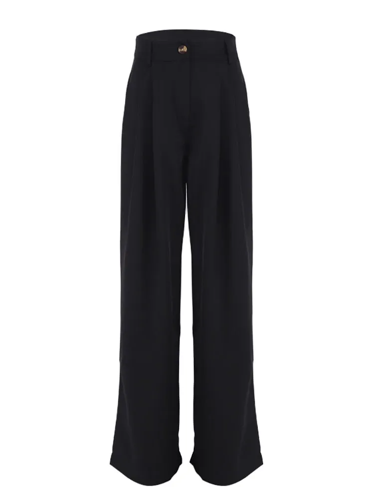 Wenkouban  Classic Wide Pants Floor-Length Pleated Loose Women Trousers Spring Wide Leg Pants Vintage Female Palazzo Pants 2022