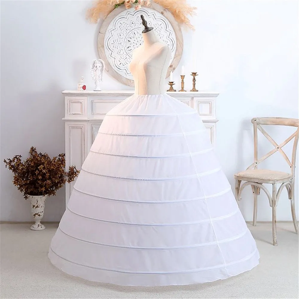 White Puffy 8 Hoops Petticoat Wedding Accessories For Ball Gown Wedding Bridal Gown Quinceanera Dresses Underskirt