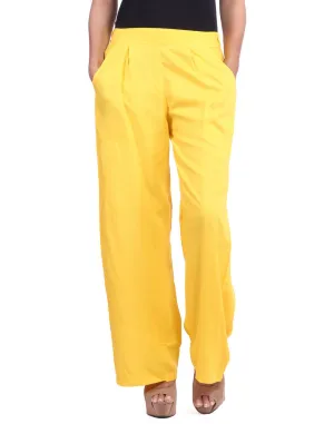 Yellow Solid Rayon Palazzo